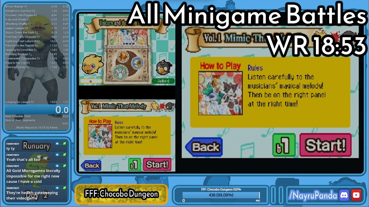 [World Record] FF Fables: Chocobo Tales All Minigame Battles in 