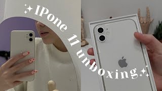 iphone 11 white  aesthetic unboxing + cute accessories, camera test & lofi background