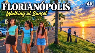 This is How Locals Spend Saturday Evening Walking in Florianópolis, Brazil | 4K