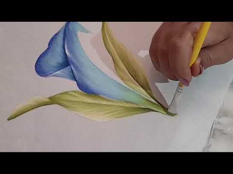 Pintura Flor en Tonos Azules