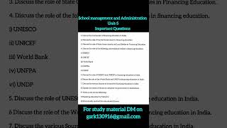 Unit-5 school management and administration| important Questions #bednotes #education