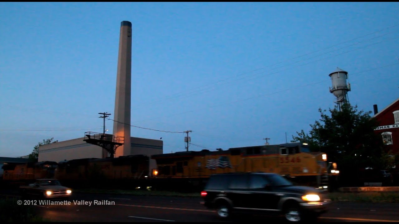 Union Pacific 5546 leading train ZBRLC along 12th Street, Salem, Oregon 5-18-2012