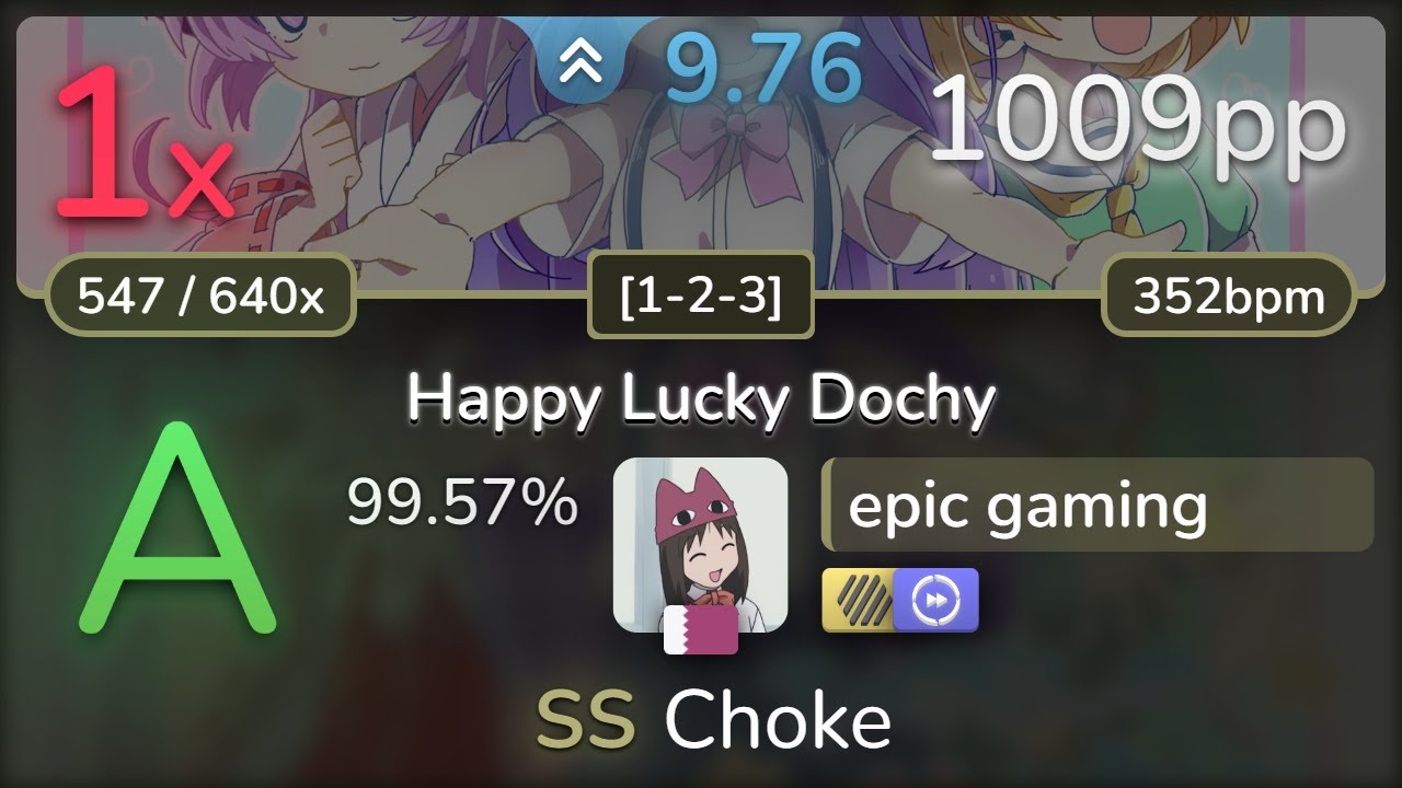 [Banned] 9.8⭐ epic gaming | Rika - Happy Lucky Dochy [1-2-3] +HDDT 99.57% | 1009pp 1❌ - osu!