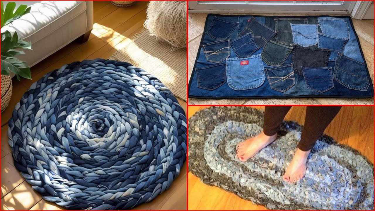 Rustic Home Decor Using Old Denim Jeans||Denim Patchwork Mat Ideas You’ll Love#trending