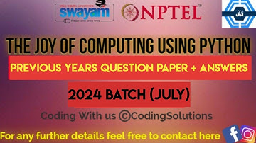 The Joy Of Computing Using Python | Previous Year Question With Answers | NPTEL 2024 | SWAYAM 2024 |