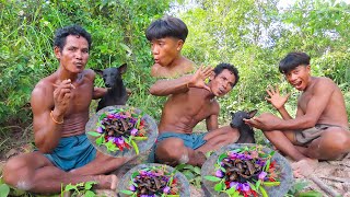 Survival Skills Wild Boy Snake Cooking In Jungle With Dog
