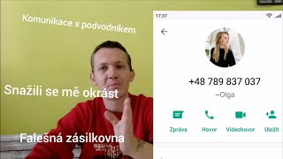 Podvodník Na Bazosi s falešnou Zasilkovnou. Screen komunikace s podvodníkem. Podvod na internetu