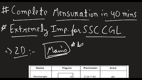 Complete Mensuration 2D and 3D in 40 Mins | Extremely Important for SSC CGL