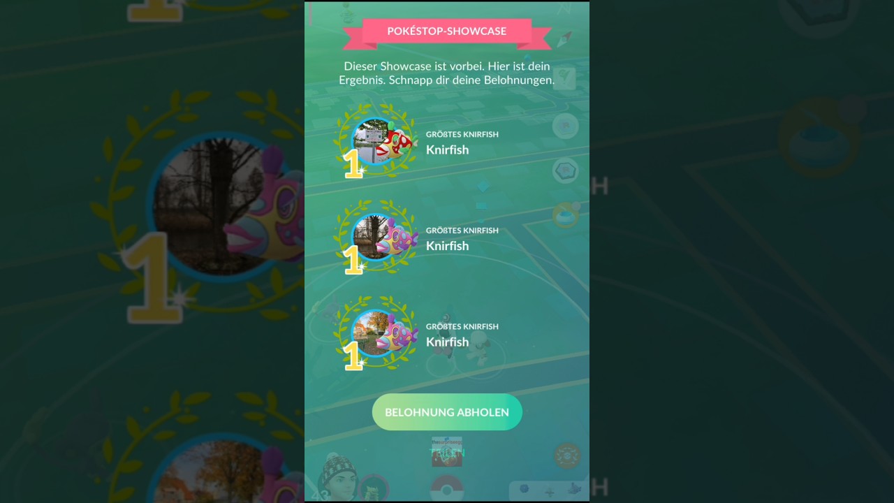 ❤️ First Place ❤️ Rewards / Belohnungen Pokémon Go Pokestop Showcase shiny Knirfish / shiny Bruxish