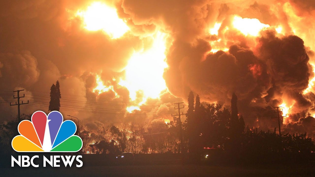 Watch: Huge Fire Follows Explosion At Indonesian Oil Refinery | NBC News NOW
