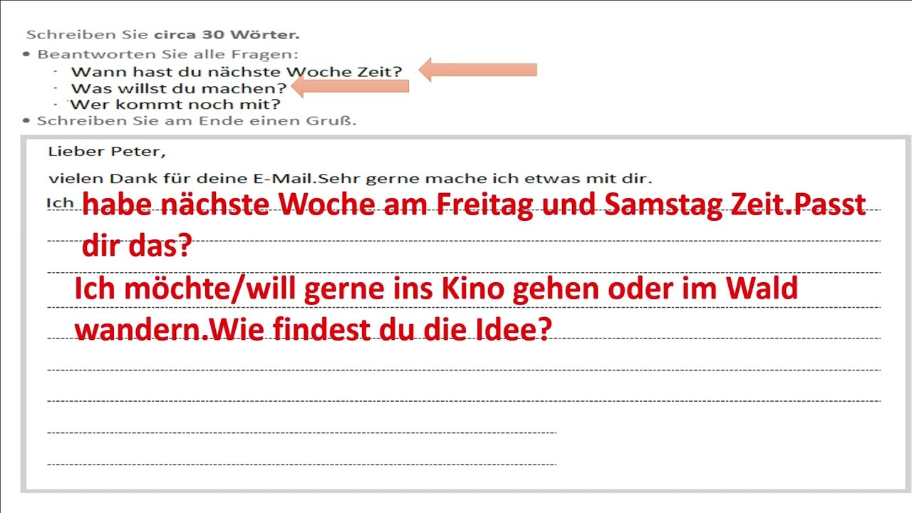  SD A1 SCHREIBEN Letter Writing A1 German Exam Nr 12 YouTube