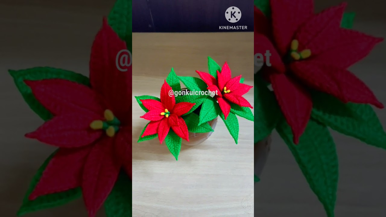 🌲Crochet Mini Poinsettia | Christmas Flower Free pattern Tutorial on YouTube step by step 