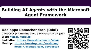 Building AI Agents with the Microsoft Agent Framework — Udaiappa Ramachandran