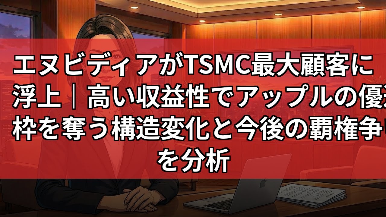 【特集】エヌビディアがTSMC最大顧客へ、アップル王座陥落の衝撃｜AIインフラがスマホを凌駕する理由