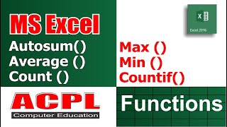 MS Excel Lesson 05  | Functions - Average | Count | Max | Min | Countif