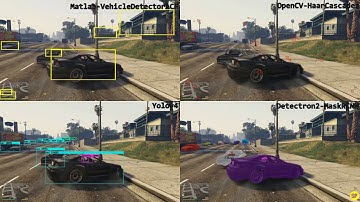 Vehicle Detection in GTA5 with Matlab, OpenCV, Yolov4 and Detectron2