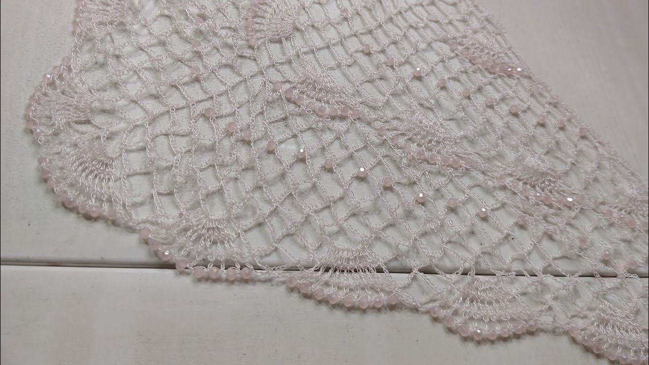 como realizar chal o velo a crochet .. velo abanicos con piedra cristal 