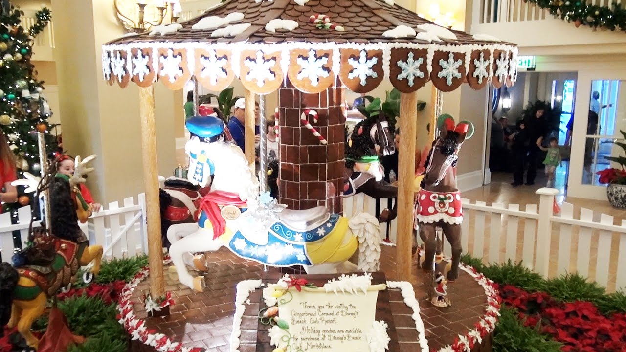 disney resort shanghai Disney's Yacht & Beach Club Gingerbread Carousel 2016 - Disney Character Theme on Horses!