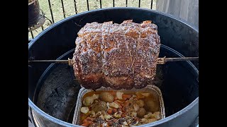 Hickory Smoked Standing Rib Roast on the 22' Weber Performer (Holiday Favorite!) Rotisserie Style!