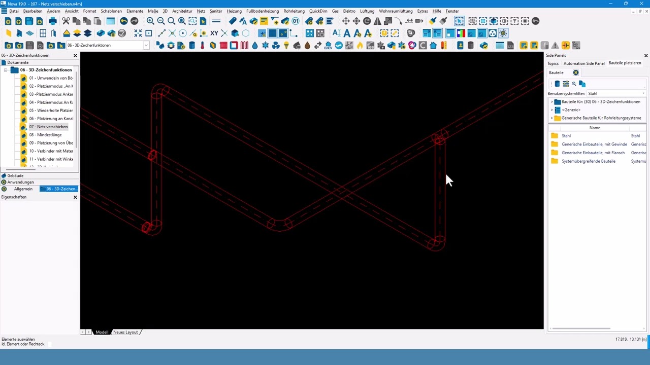 NeuesIN zur Version 19-0 - 06 - 3D Zeichenfunktion (Rohrleitung)