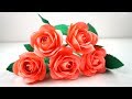 How to Make Beautiful Rose Flower with Paper - Making Paper Flowers Step by Step - DIY Paper Flowers