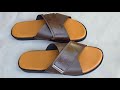 Free hand pattern making process for cross slide slippers for men