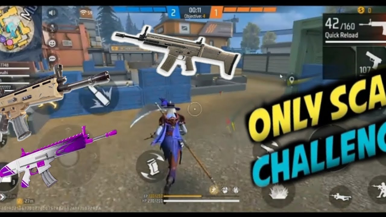 free fire main New scar gun challenge | only scar gun challenge | only scar challenge | Vikasgaming