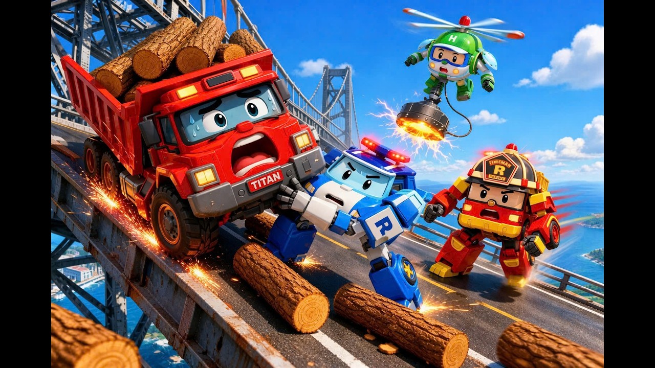 Titan's Heavy Load Trouble! Traffic Safety & Physics for Kids | Robocar ...