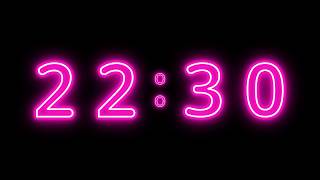 22:30 Neon Timer | Glowing Pink Countdown | Silent, No Music