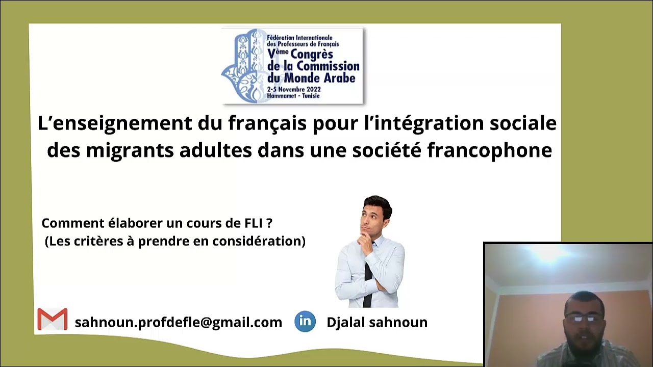 Français langue d'intégration.  SAHNOUN Djalal