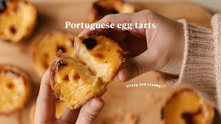 ASMR Portuguese Egg Tarts From Scratch | Crispy Puff Pastry & Creamy Custard Recipe