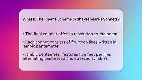 What Is The Rhyme Scheme In Shakespeare