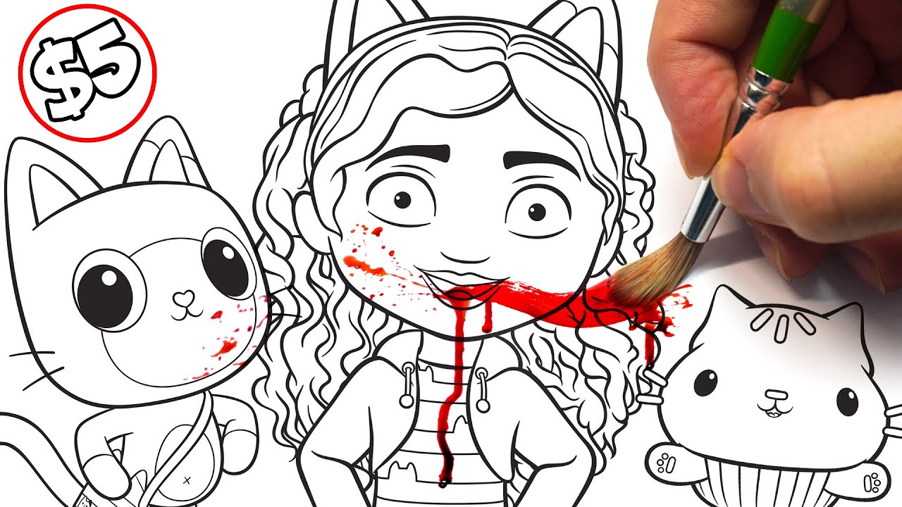 HORROR Artist vs $5 GABBY'S DOLLHOUSE Colouring Book ️ - YouTube