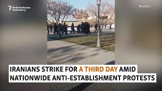 Iranians Strike For Third Day Amid Nationwide Protests Against Government