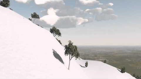 Vue 10 camera moving over hill animation - Mount Ruapehu