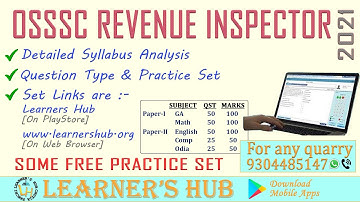 OSSSC REVENUE INSPECTOR 2021 Detailed Syllabus Analysis, Free Practice Set & Preparation Tips.