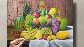 How to paint fruits in a basket, nutrition month painting,'A Symphony of Harvest' step by step by CMM Art 361 views 4 months ago 30 minutes