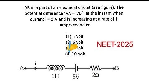 AB is a part of an electrical circuit (see figure). The potential difference "VA - VB", at the insta