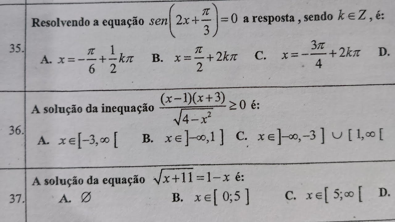 EQUAÇÃO TRIGONOMÉTRICA (NÍVEL DIFÍCIL) PREPARAÇÃO PARA ADMISSÃO ISCAM 