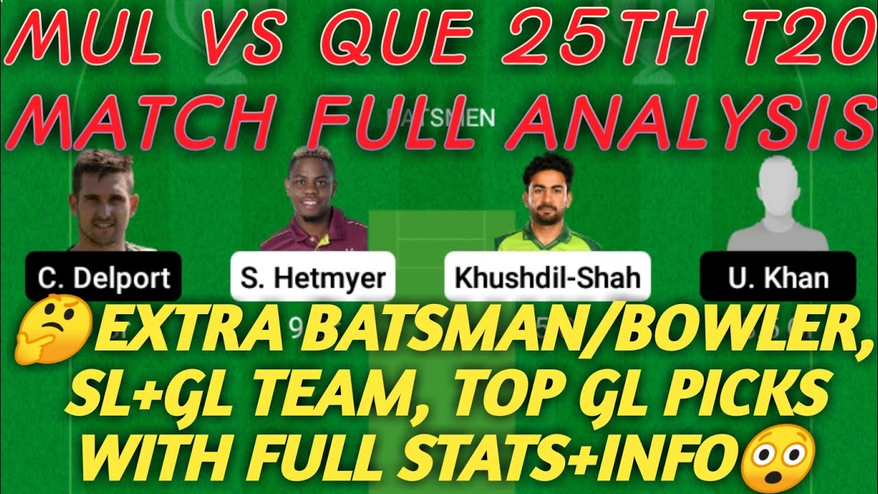 MUL vs QUE Dream11 Prediction | MUL vs QUE Dream11 Team | 25th T20 | PSL 2021 | mul vs que dream11