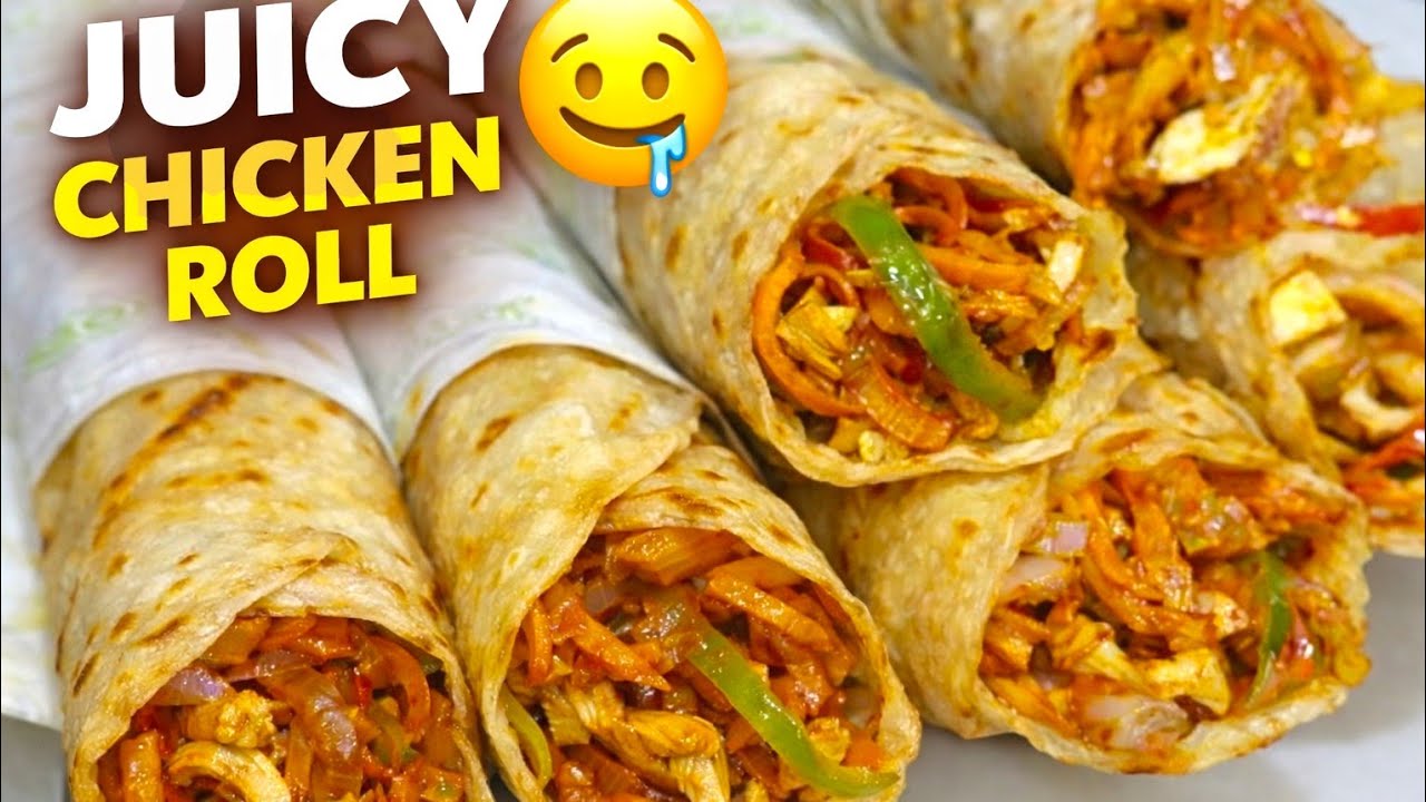 Streat style chicken kathi roll recipe soft rumali +juicy chicken iftar special .