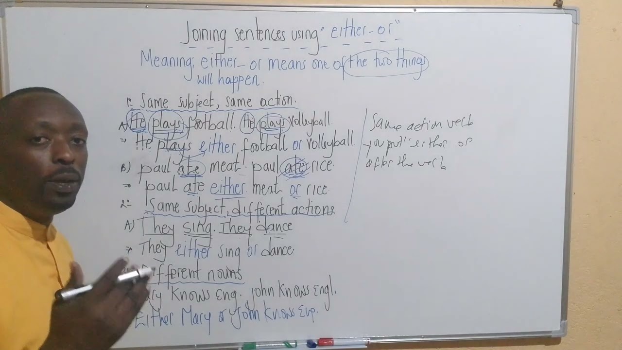 Joining sentences using either...or.