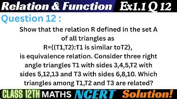 Class 12 Ex 1.1 Q 12 Math | Relation & Function | Q12 Ex 1.1 Class 12 Math | ex1.1 q 12 Class 12