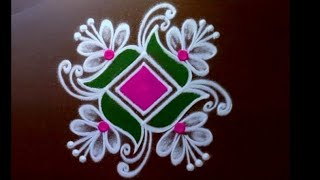 Super super ah 4 Attractive flower Rangoli kolams 🌺 latest beginners rangoli 🌺 3*3 dots muggulu