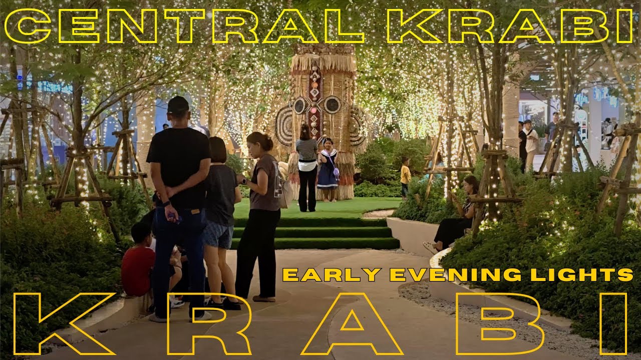 Central Krabi Mall Early Evening Walkthru | Glowing Lights & Christmas Decorations - Krabi Thailand