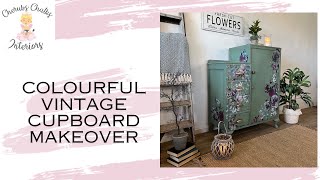 Colourful Floral Vintage Cupboard Makeover