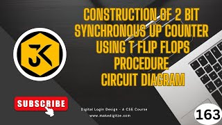 163 || Construction of 2 bit synchronous UP Counter using T flip flops - Procedure - Circuit Diagram