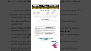 5021 - 625 BBA Spring 2025 AIOU Past Paper #AIOU #AIOUHELPS #BBA #AIOUBBA #Spring2025