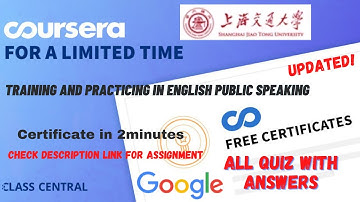 Training and Practicing in English Public Speaking,(week-1-8) All Quiz Answers.#coursera #quiztime