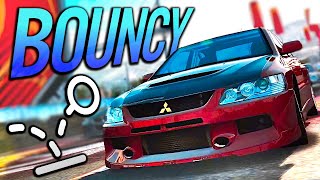 What if Cars were SUPER BOUNCY? NFS ProStreet - Bouncy Physics Mod | DustinEden